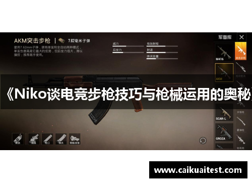 《Niko谈电竞步枪技巧与枪械运用的奥秘》